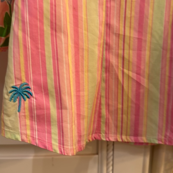 Sale LILY PULITZER WHITE LABEL PINK MULTI COLOR BUTTON DOWN LIKE NEW - Picture 4 of 14